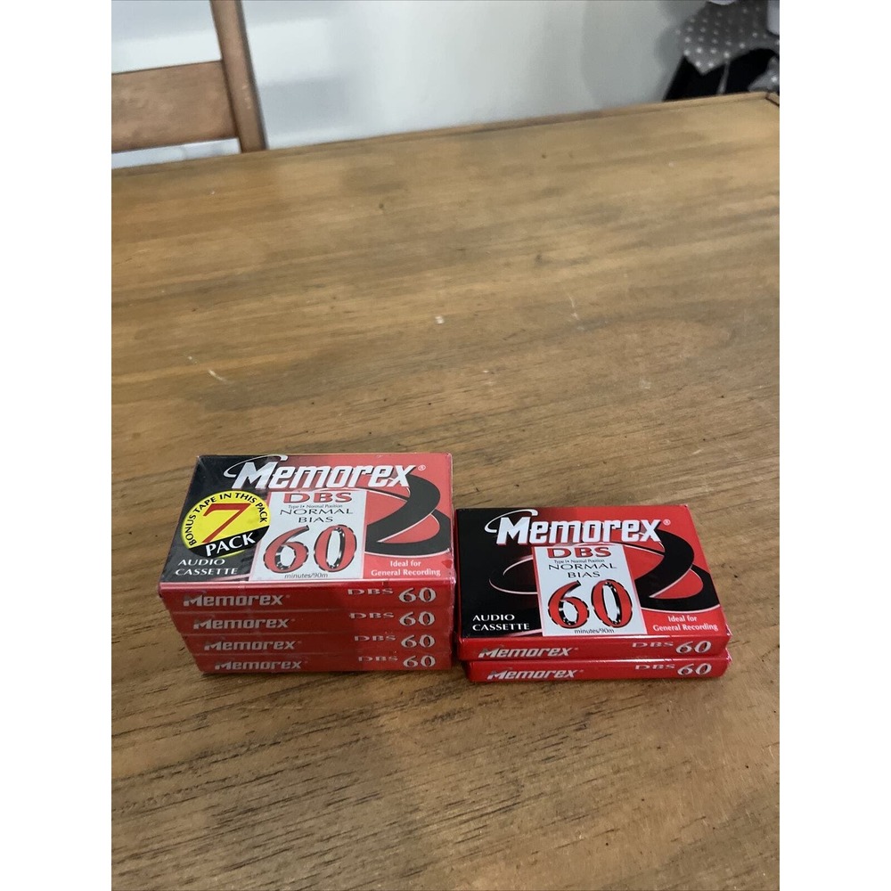 Lot Of 6 Memorex DBS 60 Minute Blank Audio Cassette Tapes Brand New Sealed